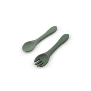 Silicone Fork & Spoon-Cherub & Me-Apricot-Little Soldiers