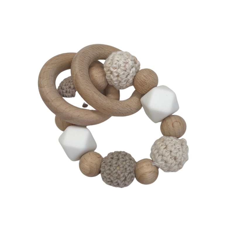 Wooden Ring Teether White-Little Soldiers-Little Soldiers