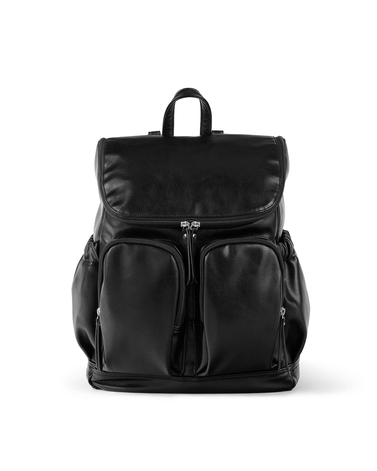 Signature Nappy Backpack - Black Faux Leather-bag-Oi Oi-PRE ORDER END OF AUGUST-Little Soldiers
