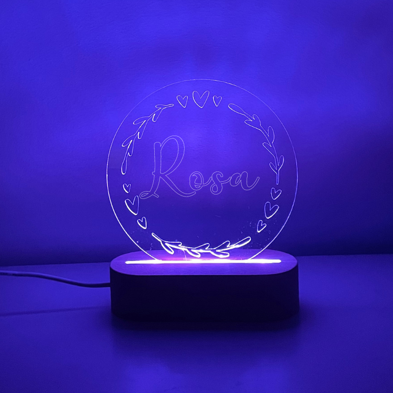 Personalised Engraved Night Light Floral