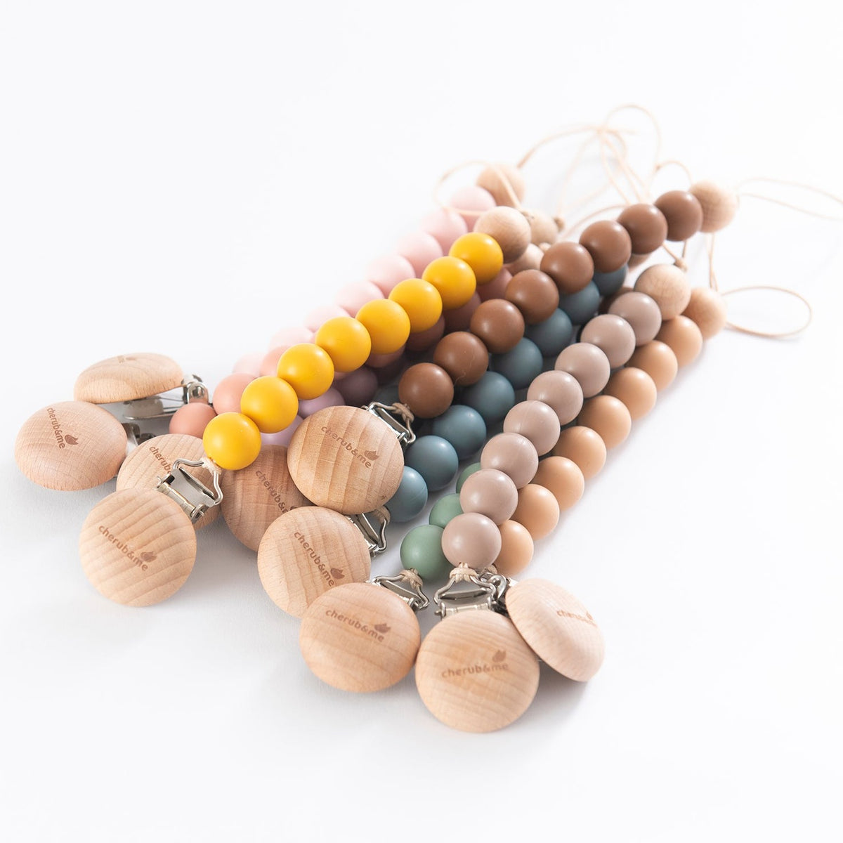 Silicone Dummy Clip/Chain-Cherub & Me-Apricot-Little Soldiers