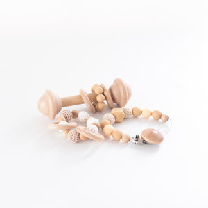 Little Essential Gift Pack-Little Soldiers-Bear Rattle + Teether + Shuttle Rattle + Dummy Clip-Little Soldiers