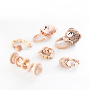 Little Essential Gift Pack-Little Soldiers-Bear Rattle + Teether + Shuttle Rattle + Dummy Clip-Little Soldiers