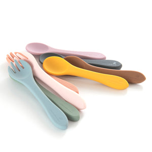 Silicone Fork & Spoon-Cherub & Me-Apricot-Little Soldiers