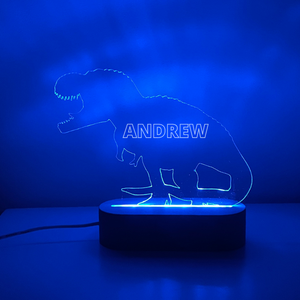 Personalised Engraved Night Light - Dino-Nursery Decor-Cherub & Me-Multiple RGB-Font One-Little Soldiers