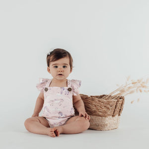 Unicorn Ruffle Playsuit - Mauve Chalk-baby onesie-Aster & Oak-3-6m-Little Soldiers