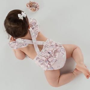 Unicorn Ruffle Playsuit - Mauve Chalk-baby onesie-Aster & Oak-3-6m-Little Soldiers