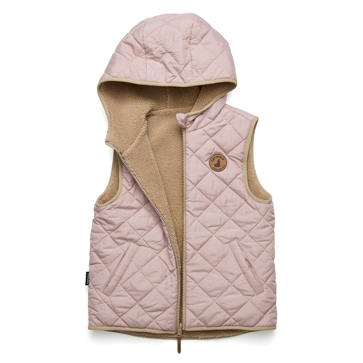 Reversible Hooded Vest - Pink/Camel-Baby & Toddler Clothing-Crywolf Child-1-Little Soldiers