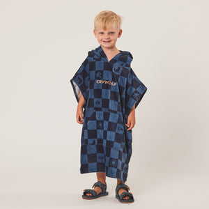 Hooded Towel - Blue Checkered-Swimwear-Crywolf Child-S/M-Little Soldiers