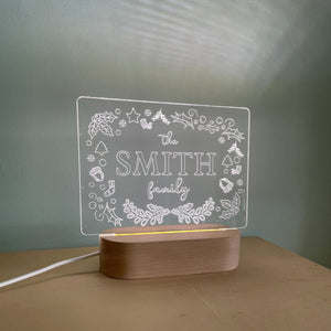 Engraved Christmas Family Name Night Light-Nursery Decor-Cherub & Me-Multiple RGB-Font One-Little Soldiers