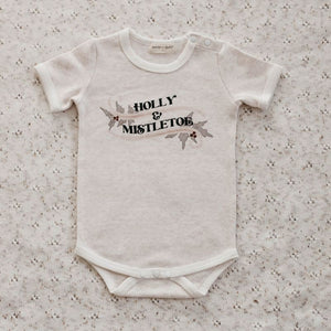 Holly & Mistletoe Bodysuit-Bencer & Hazelnut-0000-Little Soldiers