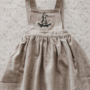 Oatmeal Linen Bunny Dress-Bodysuit-Bencer & Hazelnut-000-Little Soldiers