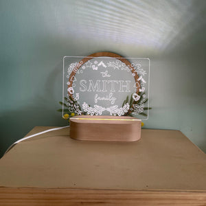 Engraved Christmas Family Name Night Light-Nursery Decor-Cherub & Me-Multiple RGB-Font One-Little Soldiers
