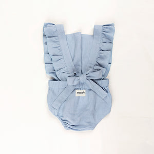 Frill Cotton Romper - Capri Blue-Kids Tops-Ponchik Kids-0-3m-Little Soldiers