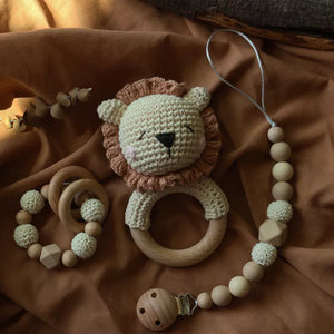 Little Essential Gift Pack-Little Soldiers-Bear Rattle + Teether + Shuttle Rattle + Dummy Clip-Little Soldiers