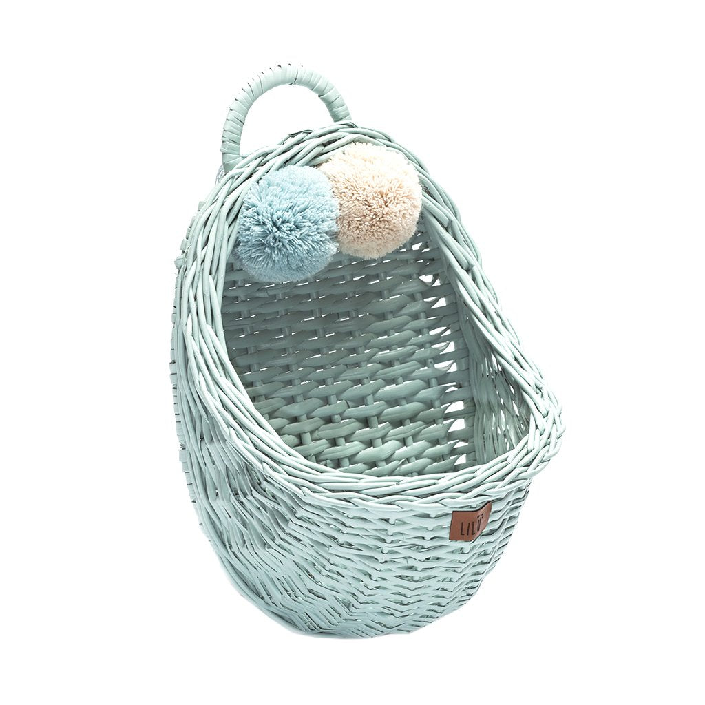Wicker Wall Basket - Dirty Mint