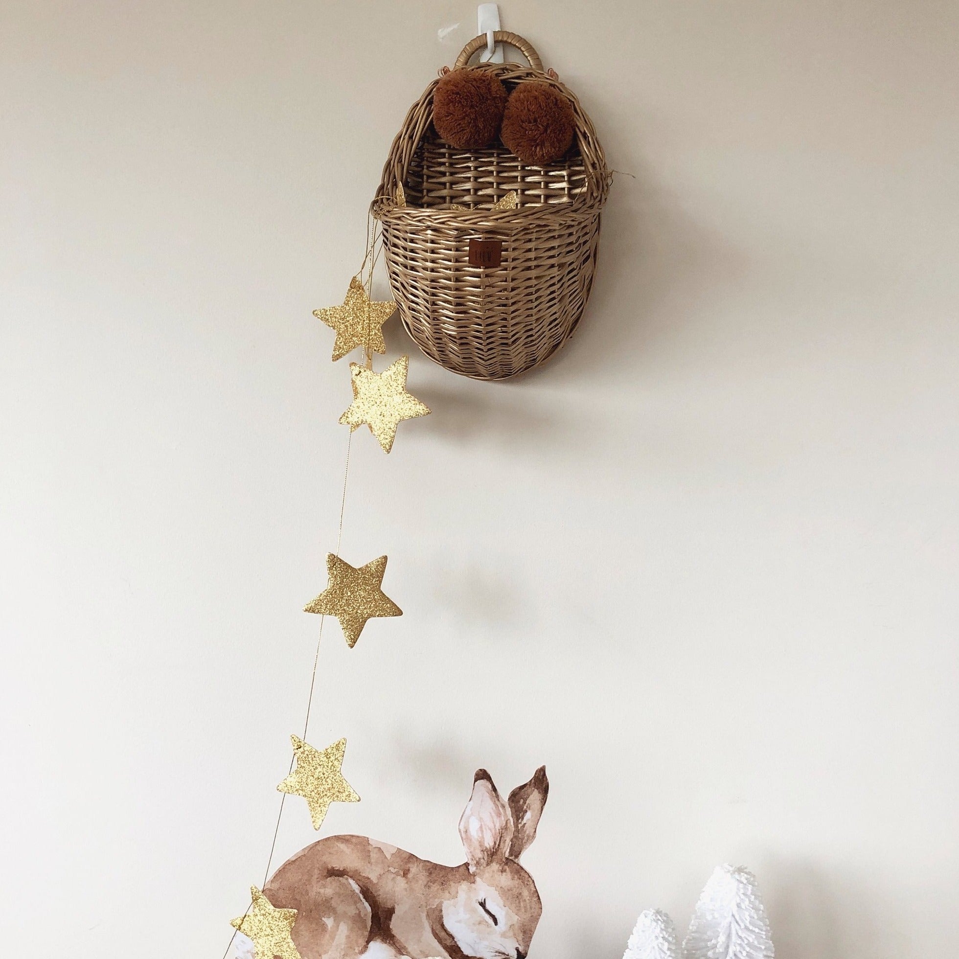 Wicker Wall Basket - Gold