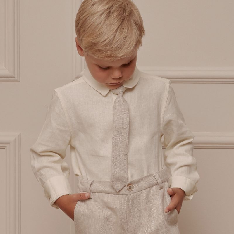 Harrison Button Down - Ivory-Nora Lee-6m-Little Soldiers