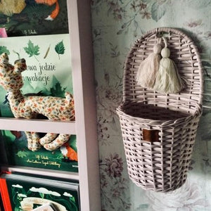 Wicker Wall Basket - Dusty Pink