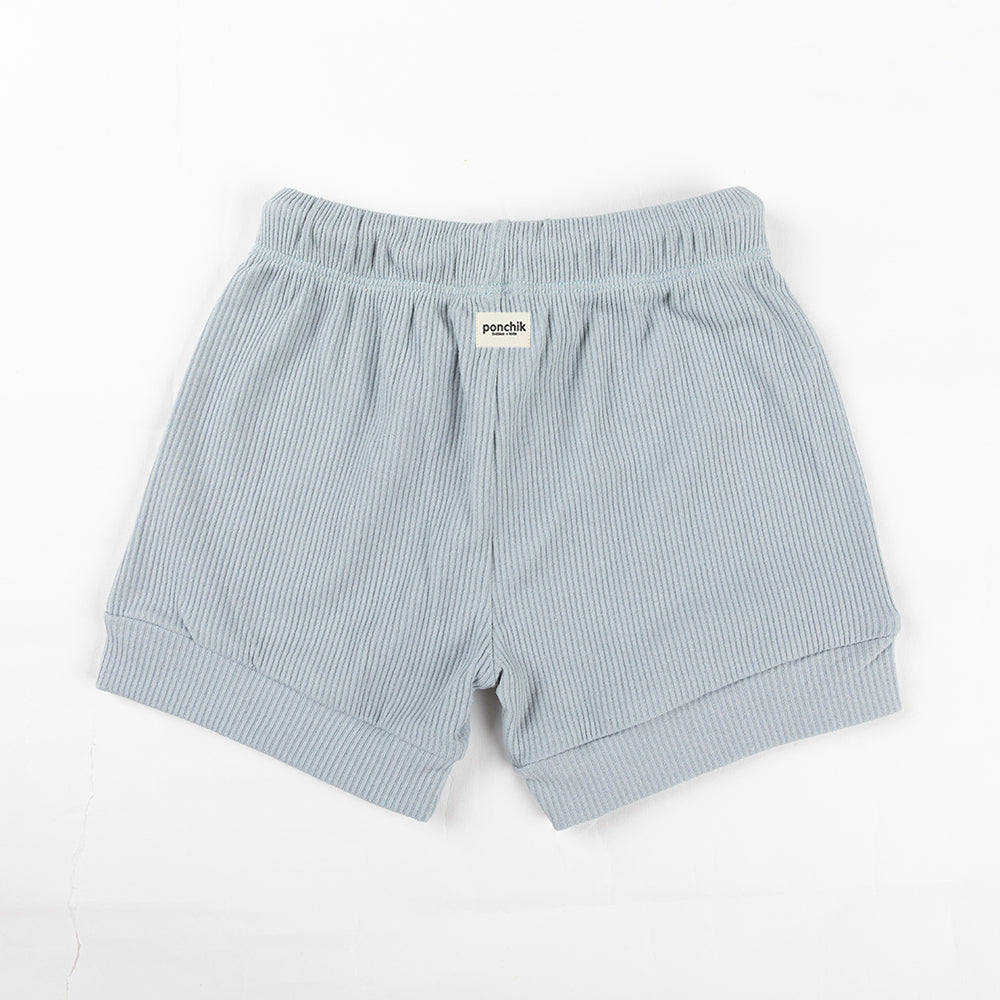 Ribbed Shorts - Capri Blue-Kids Tops-Ponchik Kids-0-3m-Little Soldiers