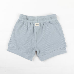 Ribbed Shorts - Capri Blue-Kids Tops-Ponchik Kids-0-3m-Little Soldiers