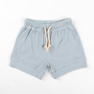 Ribbed Shorts - Capri Blue-Kids Tops-Ponchik Kids-0-3m-Little Soldiers