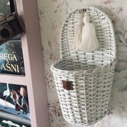 Wicker Wall Basket - White