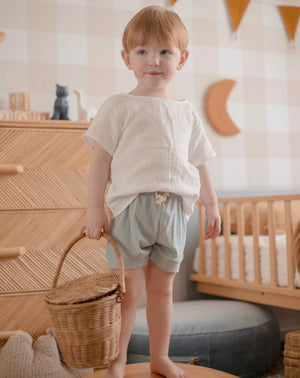 Ribbed Shorts - Capri Blue-Kids Tops-Ponchik Kids-0-3m-Little Soldiers